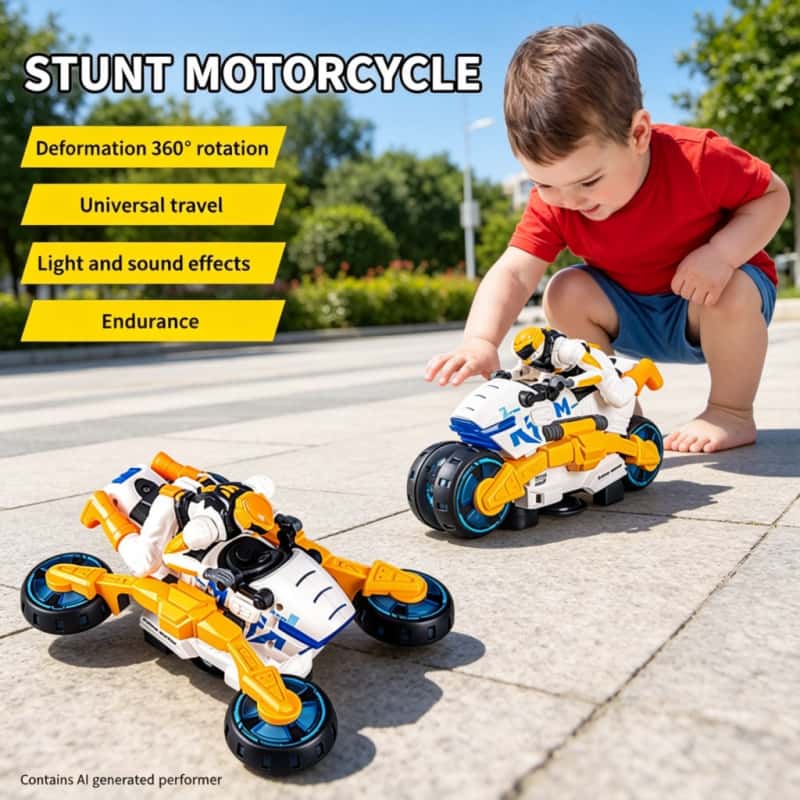 Novelty Gifts - Elektrikli Stunt Dönüştürülebilir Motosiklet Çocuk Oyuncak