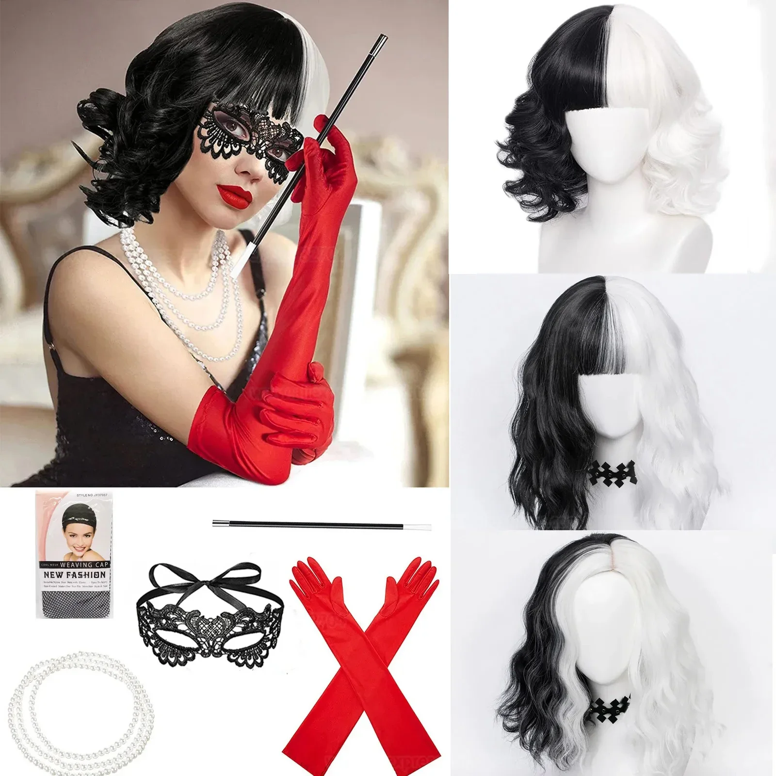 Anime Cosplay Wig Heat Resistant - Anime Cruella de Vil Cosplay peruk
