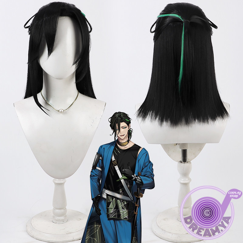 Anime Cosplay Wig Heat Resistant - Sasanuki Cosplay Peruk Touken Ranbu Siyah