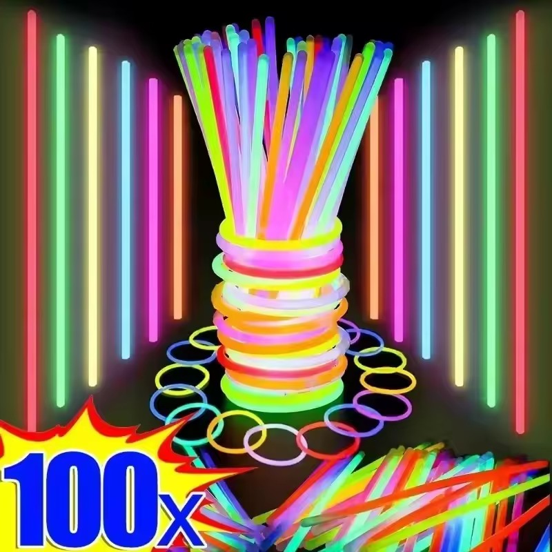 Glow In The Dark Party Glasses - 50/100 Adet Floresan Çubuklar Parti Çok