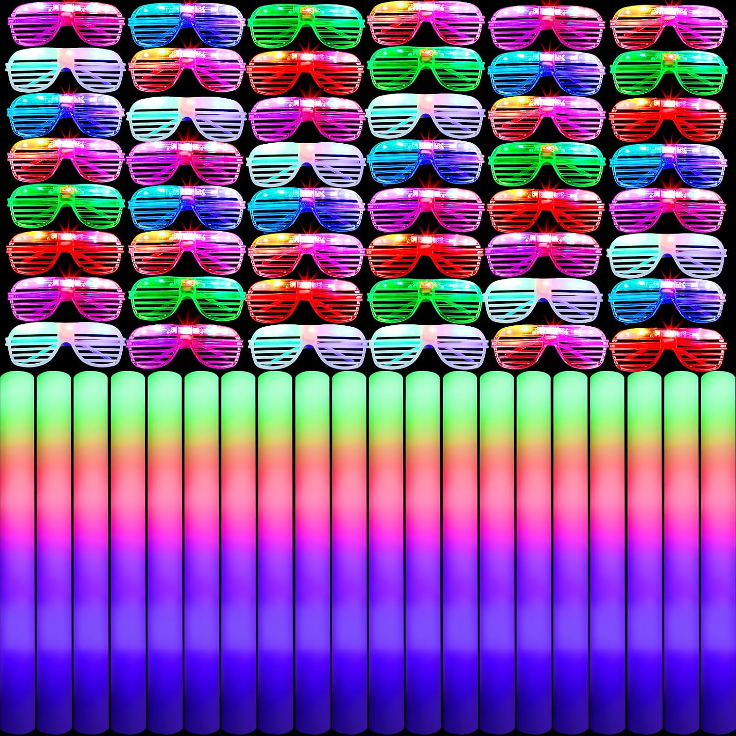 Glow In The Dark Party Glasses - Karanlıkta Parlayan Köpük Işık Gözlükleri Parti