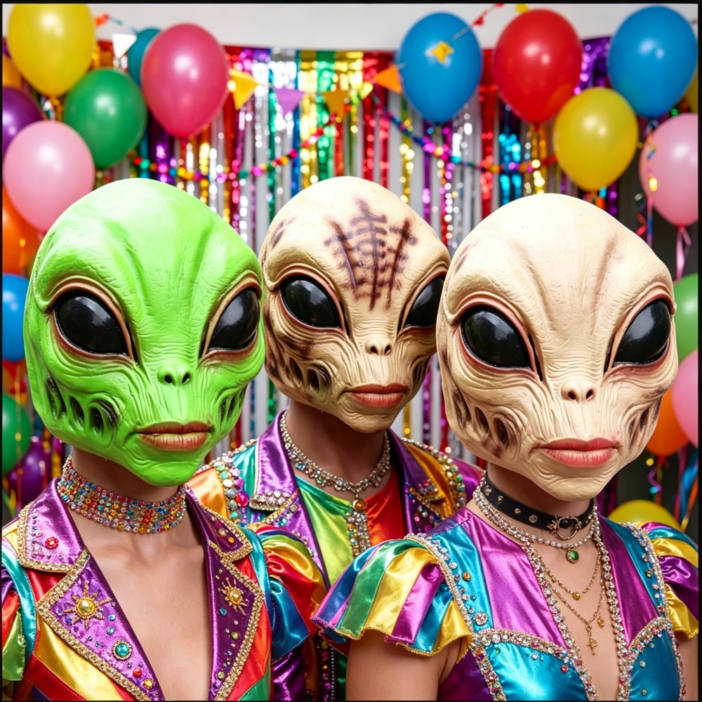 Latex Alien Mask Realistic - Cadılar bayramı Uzaylı Maskesi Parti Kostümü