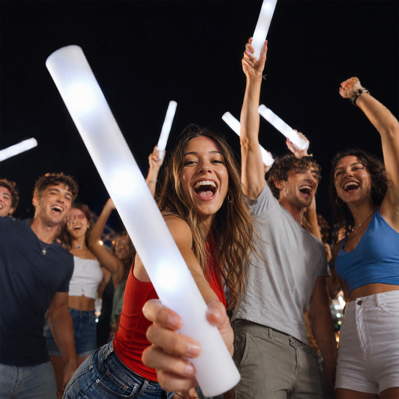 Flashing Led Foam Sticks Party - Yeniden Kullanılabilir Beyaz Köpük LED Işıklı